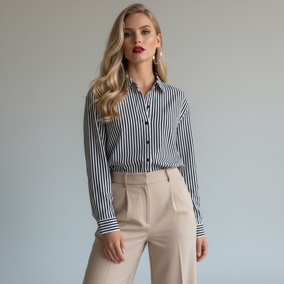 Express boyfriend stripped Button down - Picture 1 of 7